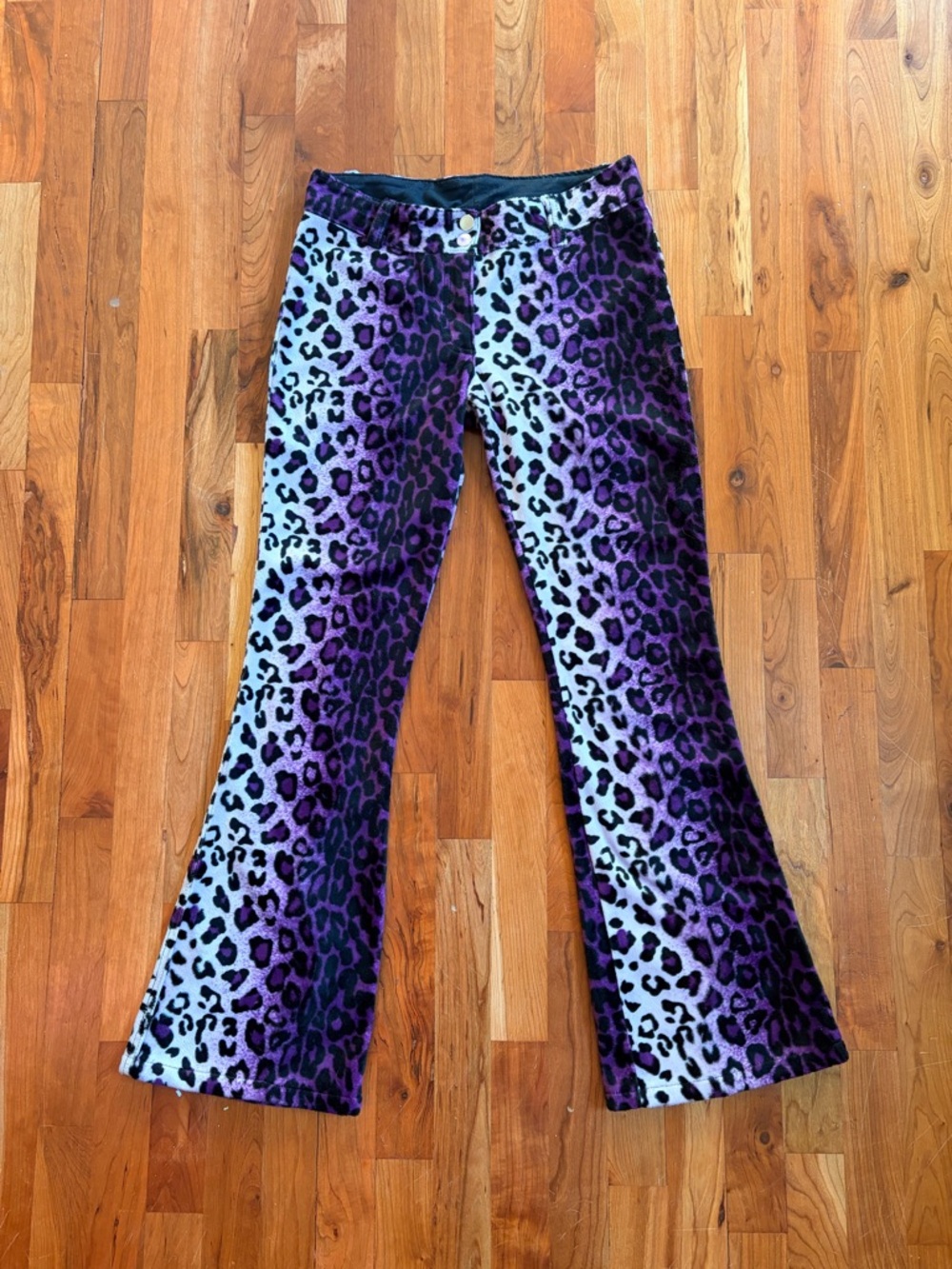 Rare Vintage Lip Service Freaks in Fur y2k purple leopard low rise flare pants